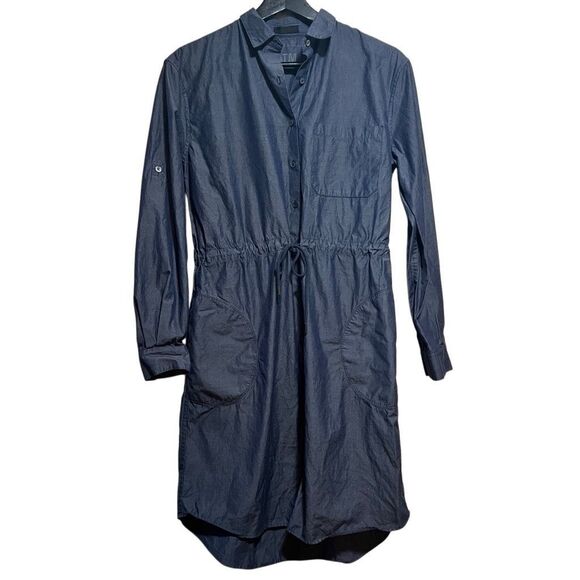 ATM Blue Chambray Shirt Dress long sleeve button up XS with pockets - Picture 1 of 13